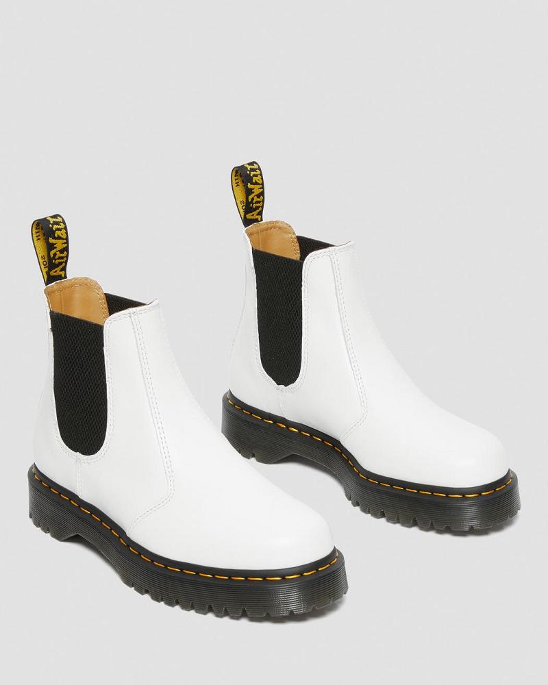 White Men's Dr Martens 2976 Bex Smooth Leather Ankle Boots | CA 418AHK